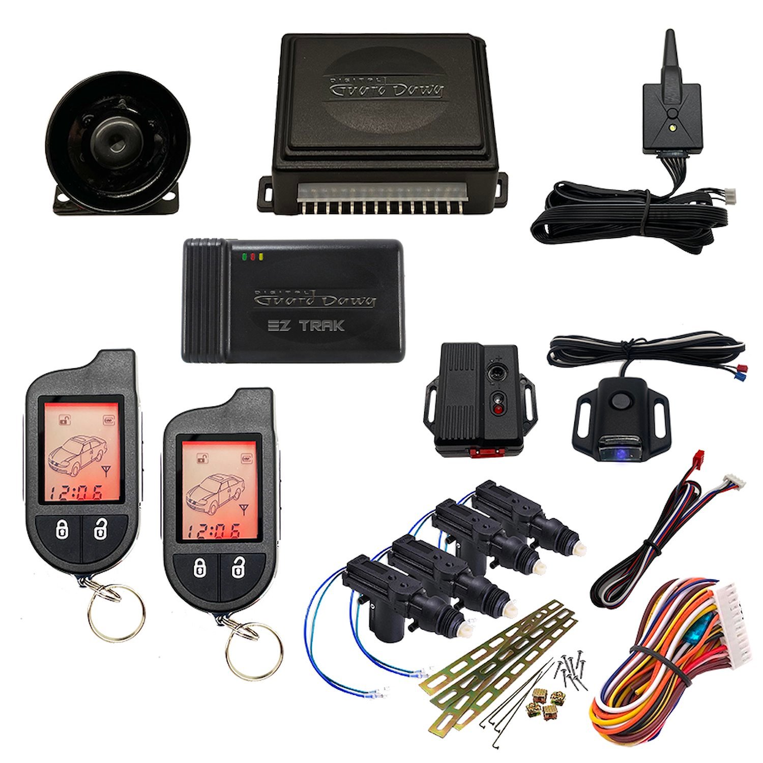 DGD-KY-ALM-2-4A-EZ Keyless Entry and Alarm System, 2-Way, w/4-Door Actuator Kit and Smart Phone EZ-Tracking
