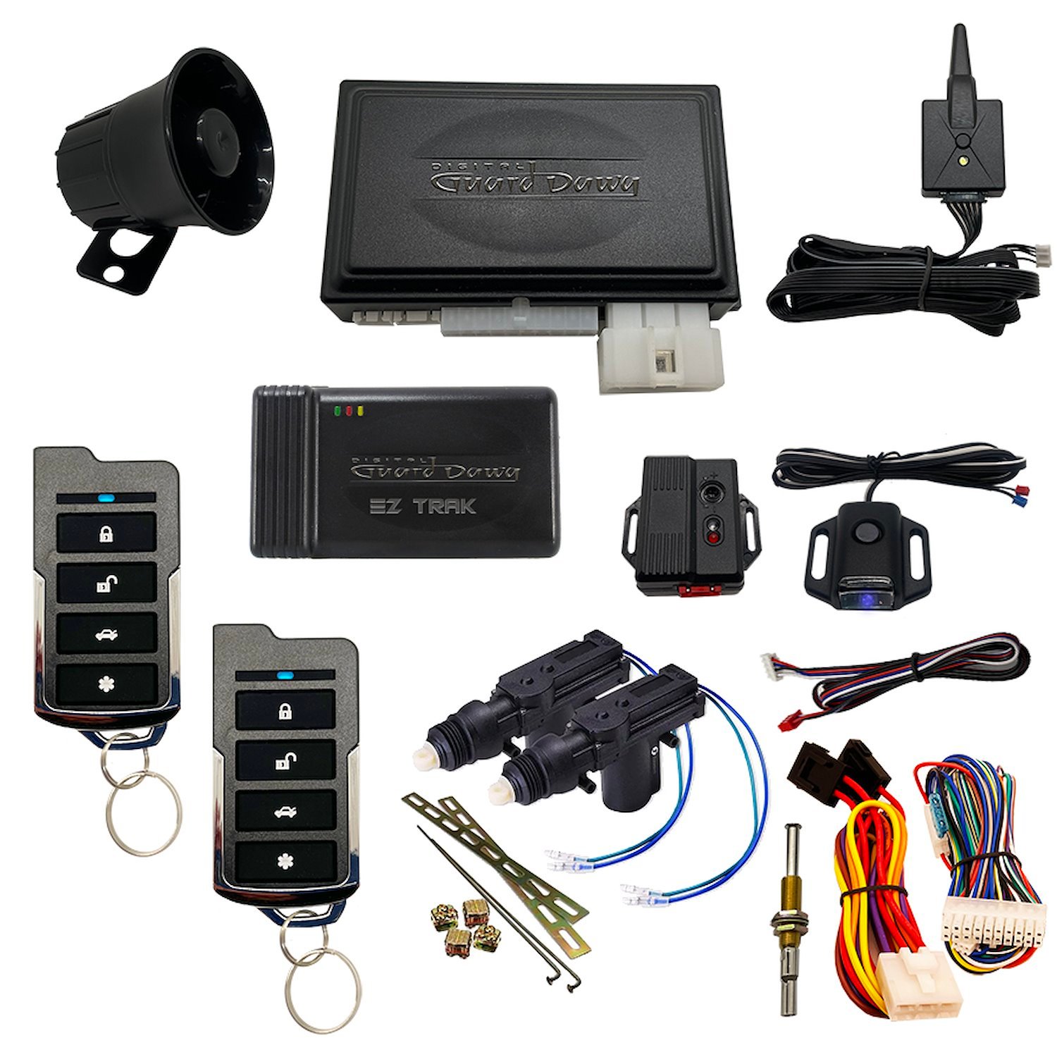 DGD-KY-ALM-RS1-2A-EZ Keyless Entry,Alarm System, and Remote Start, 1-Way, w/2-Door Actuator Kit and Smart Phone EZ-Tracking