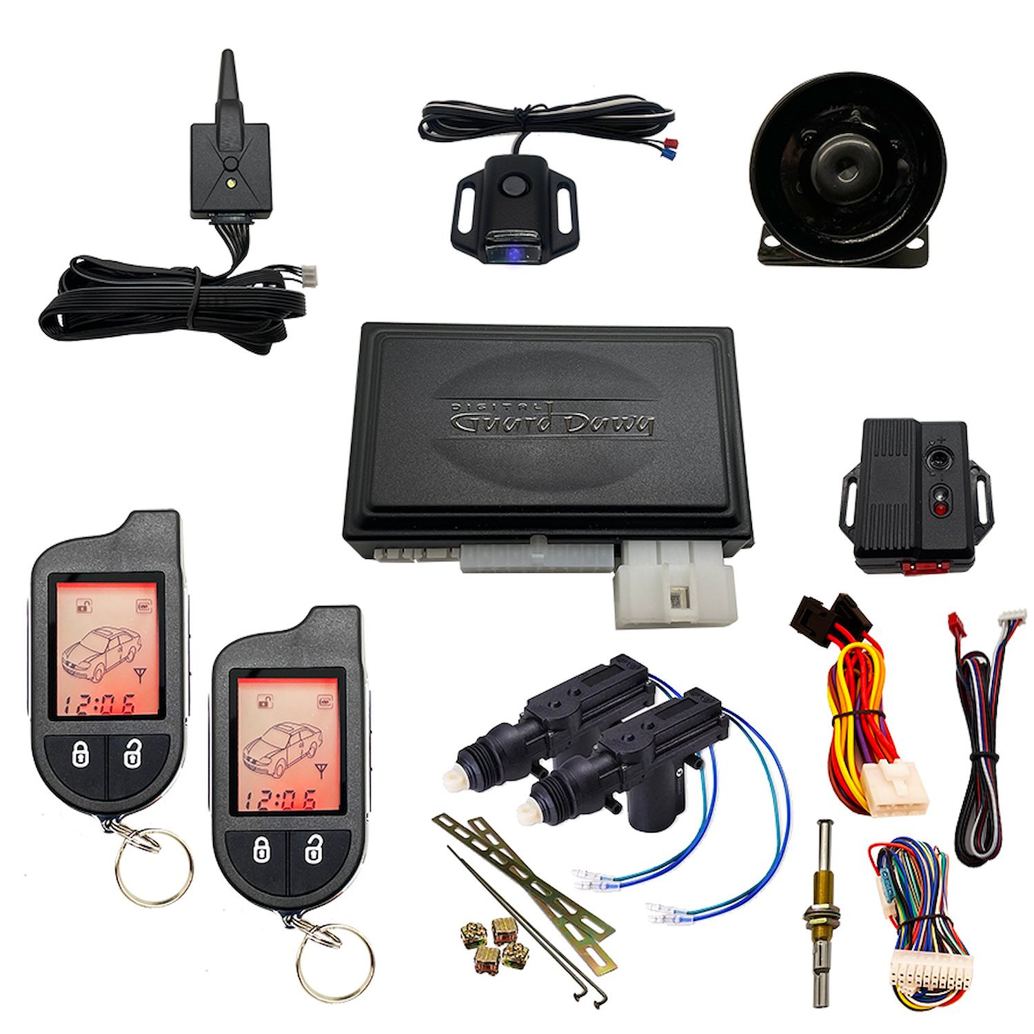 DGD-KY-ALM-RS2-2A Keyless Entry, Alarm System, and Remote Start, 2-Way w/2-Door Actuator Kit