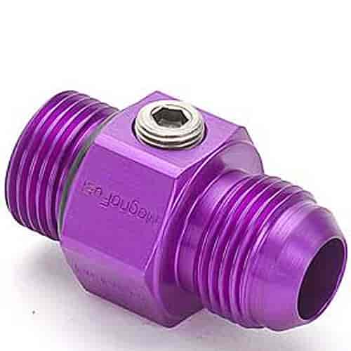 PURPLE Pressure Gauge Adapter Flare to Flare Union 8AN to 8AN w/ 1/8″ port 