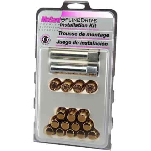 Gold Tuner Style Spline Drive Lug Nut Kit M12 x 1.5 Thread Size