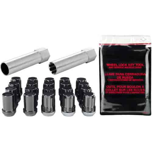Black Tuner Style Spline Drive Lug Nut Kit M12 x 1.5 Thread Size 13/16" Hex Size 20 Lug kit