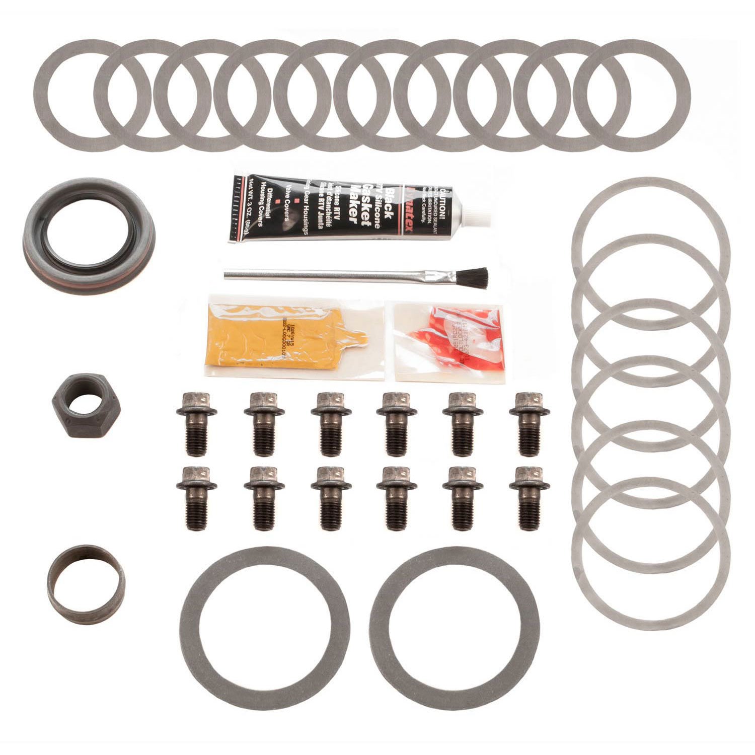 Super Bearing Kit; Incl. Pinion-Carrier Shims/Pinion Nut/Ring Gear Bolts/Gear Marking Compound/Pinio