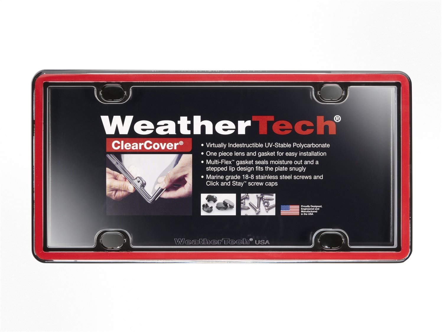 ClearCover License Plate Cover - Red/Black Frame