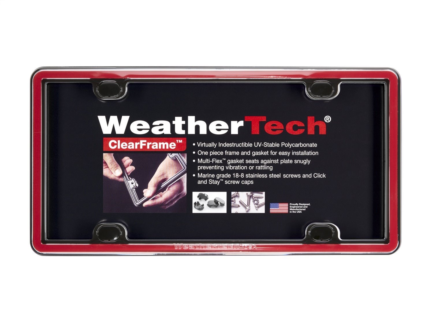 ClearFrame License Plate Frame - Red/Black