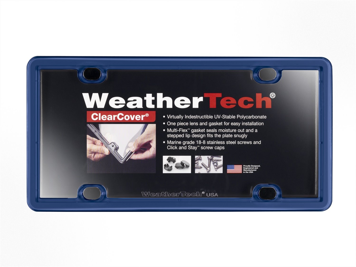 ClearCover License Plate Cover - Navy Blue Frame