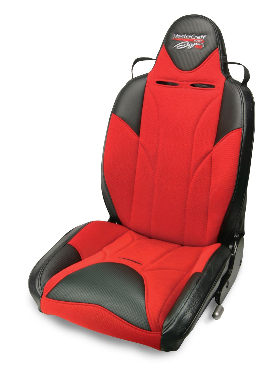 504122 MasterCraft Baja RS w/Fixed Headrest, DirtSport, Black w/Red Center & Red Side Panels, Recliner Lever Left
