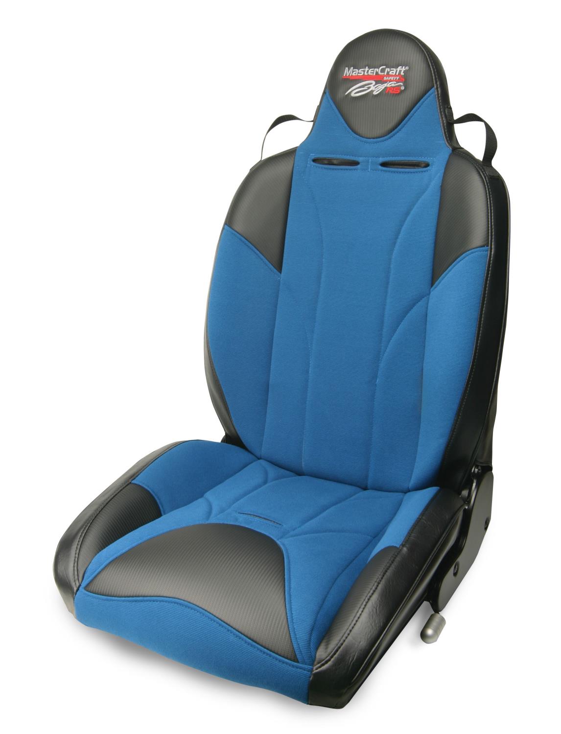 504123 MasterCraft Baja RS w/Fixed Headrest, DirtSport, Black w/Blue Center & Blue Side Panels, Recliner Lever Left