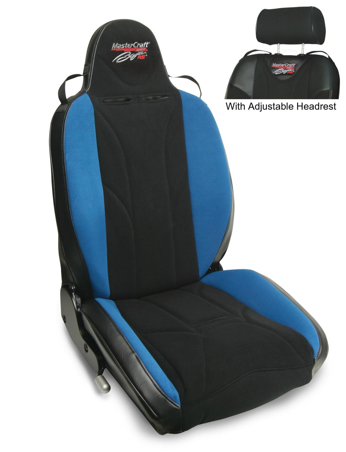 514023 MasterCraft Baja RS w/Adj. Headrest, Black w/Black Center & Blue Side Panels, Recliner Lever Right, w/BRS Stitch Pattern