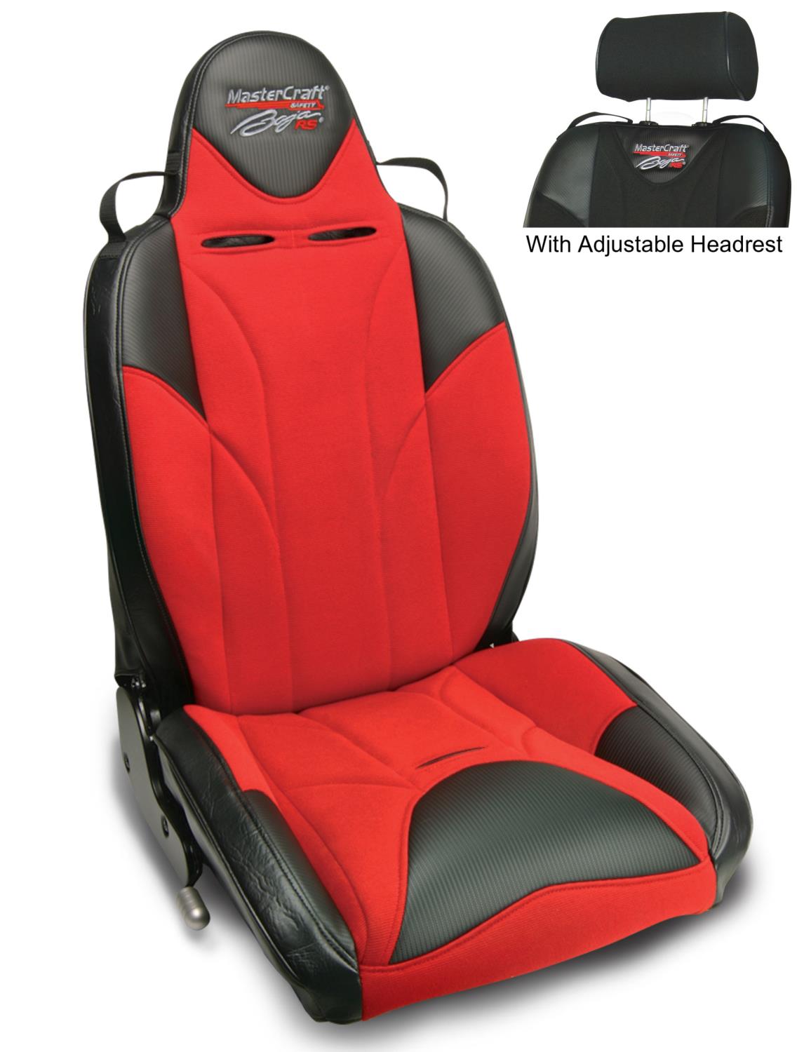 514122 MasterCraft Baja RS w/Adj. Headrest, DirtSport, Black w/Red Center & Red Side Panels, Recliner Lever Right