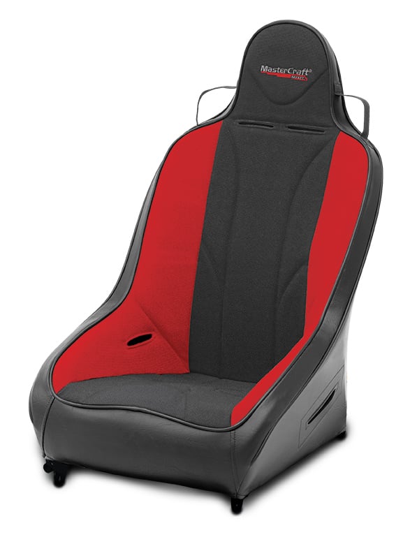 564012 Standard PRO 4 Seat w/Fixed Headrest, Black with Black Fabric Center and Red Side Panels, Black Band w/BRS Stitch Pattern