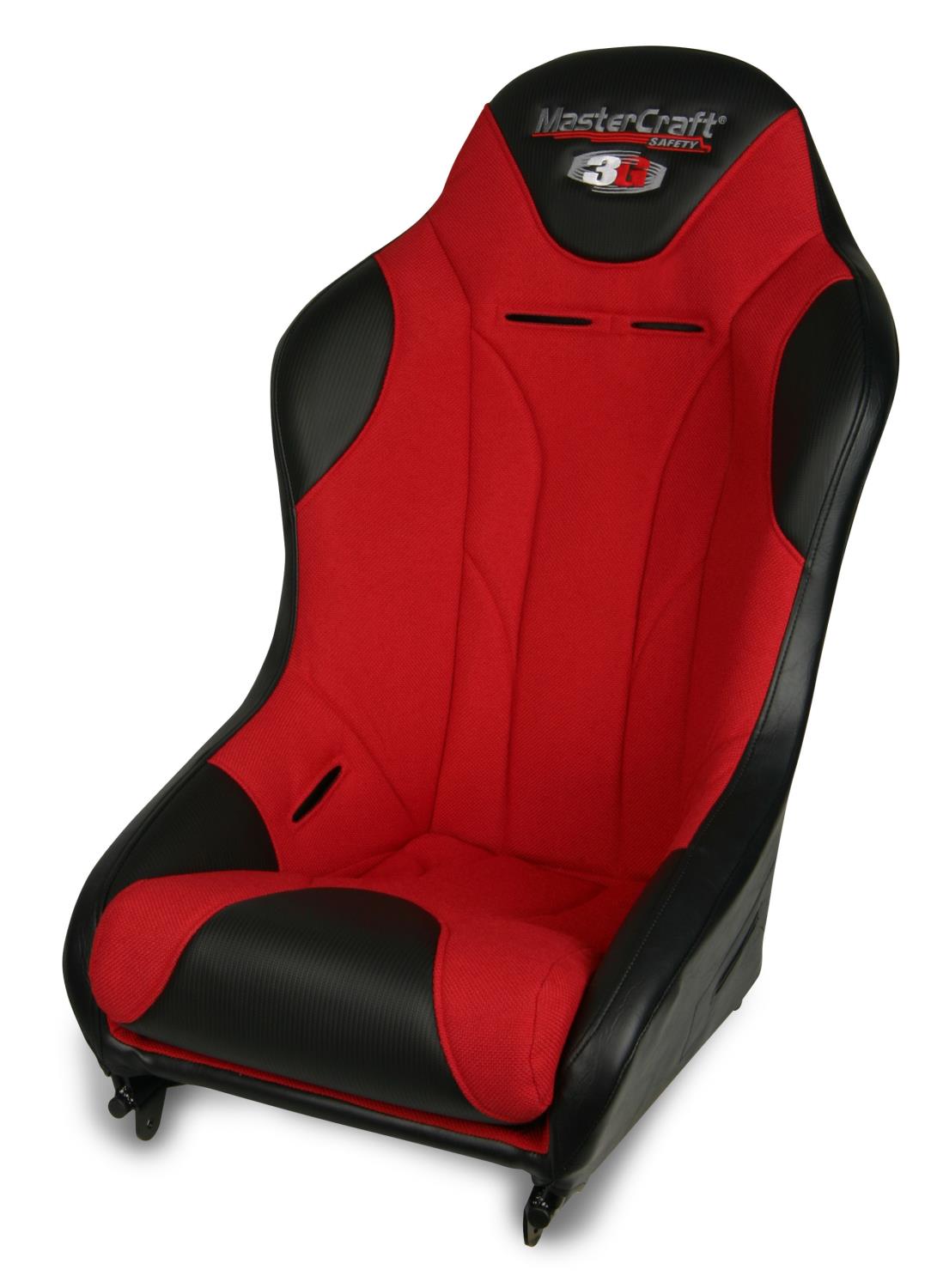 572022 1 in. WIDER 3G-4 Seat w/DirtSport Stitch Pattern, Black with Red Fabric Center and Red Side Panels, Black Band