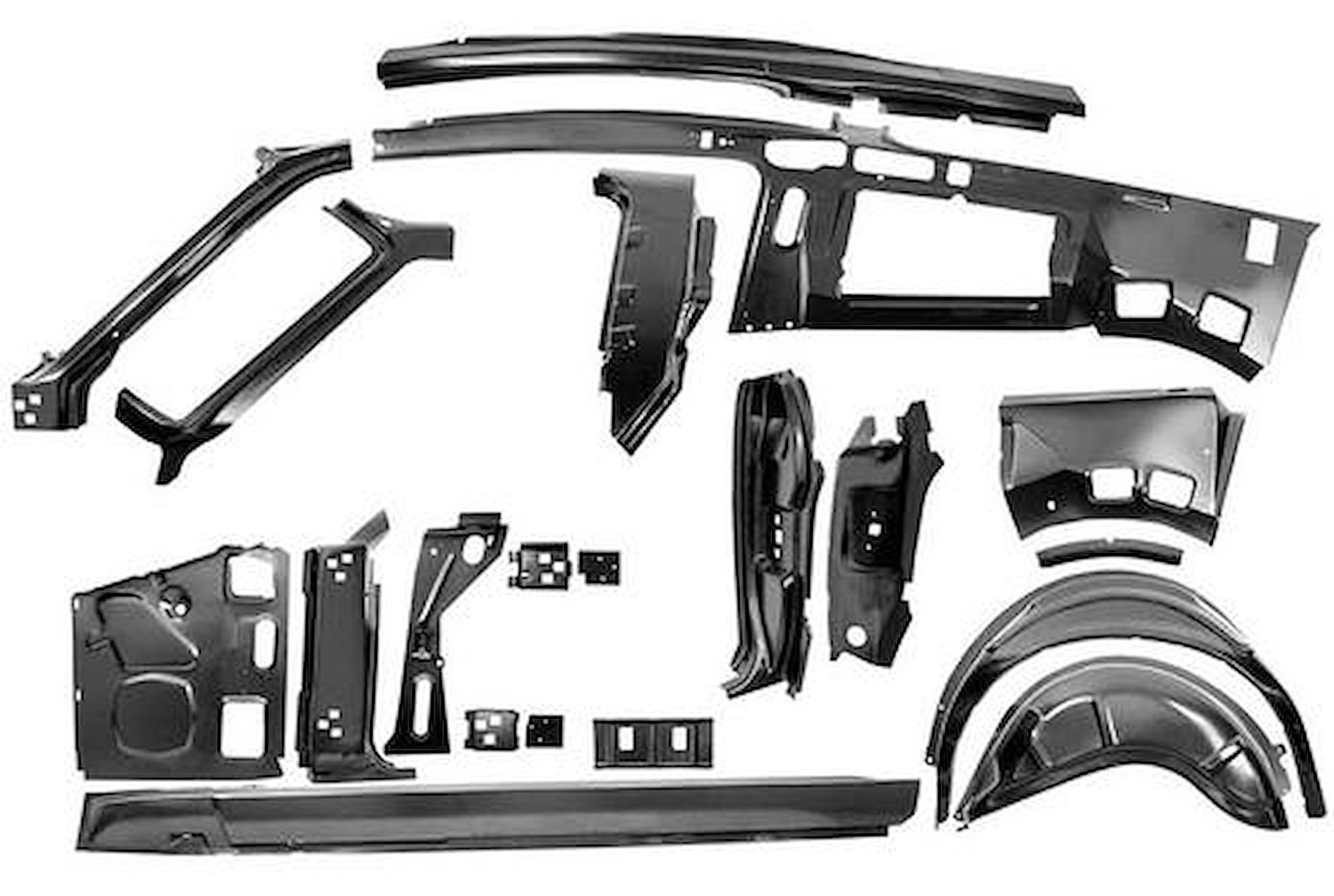 28301A Quarter and Door Frame Component Set-1967-68 Mustang Fastback; Drivers Side