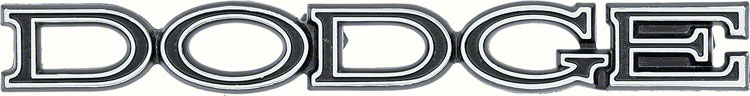 3443554 Trunk Lid Emblem 1971 Challenger, Dart, Demon, Charger; "Dodge" Hood, Grill