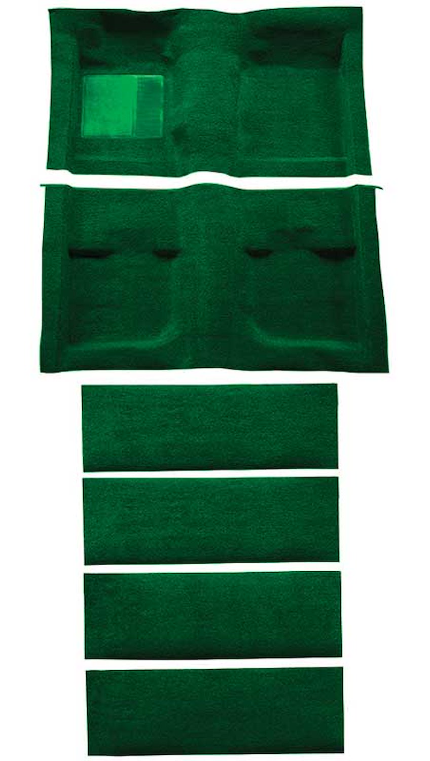 A4061A39 Nylon Loop Floor and Fold Down Seat Carpet Set 1971-73 Mustang Fastback; Green