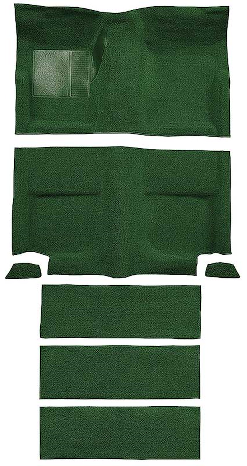 A4099B39 Nylon Loop Floor and Fold Down Carpet Set With Mass Backing 1965-68 Mustang Fastback; Green