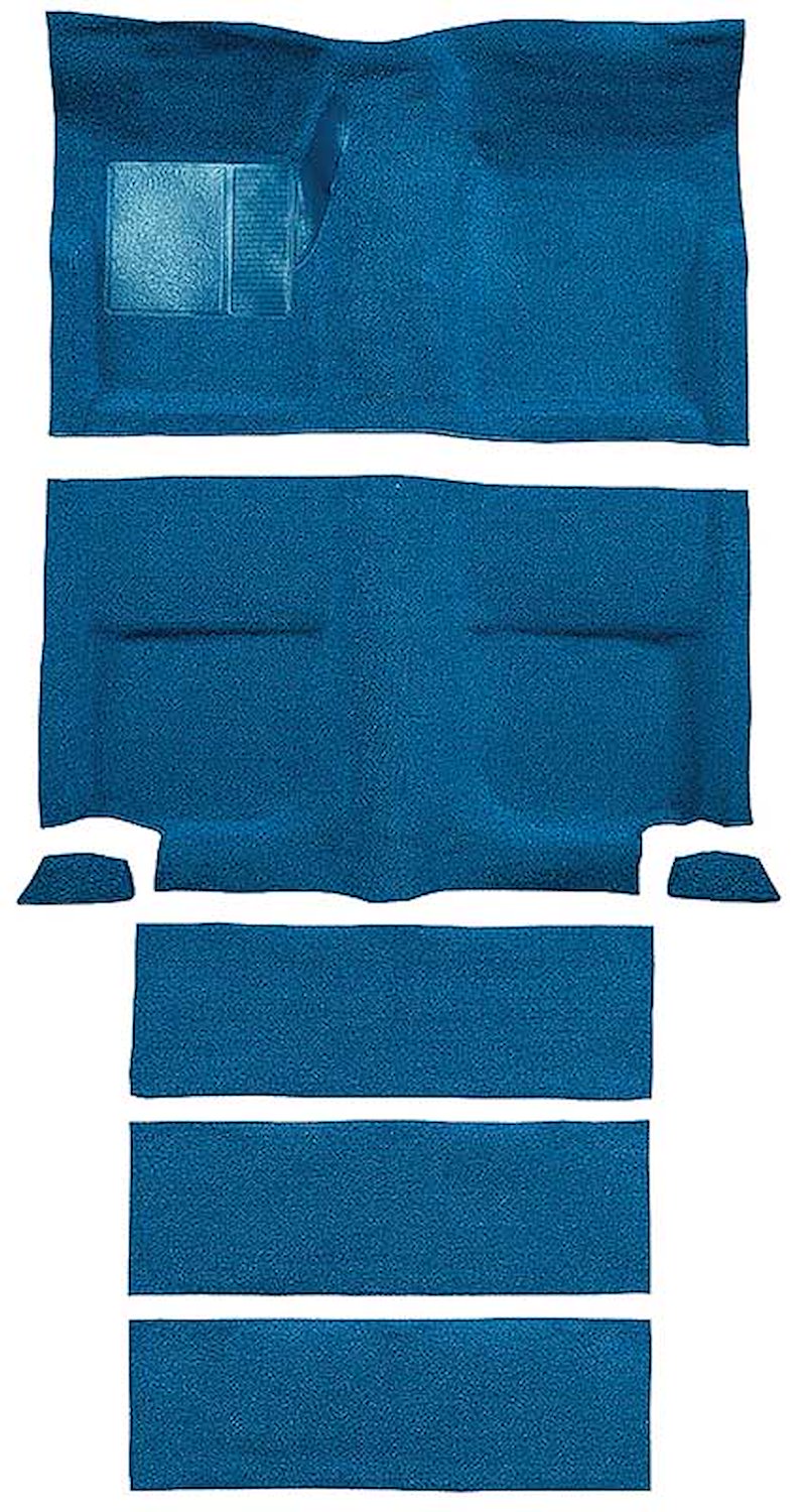 A4099B41 Nylon Loop Floor and Fold Down Carpet Set With Mass Backing 1965-68 Mustang Fastback; Medium Blue