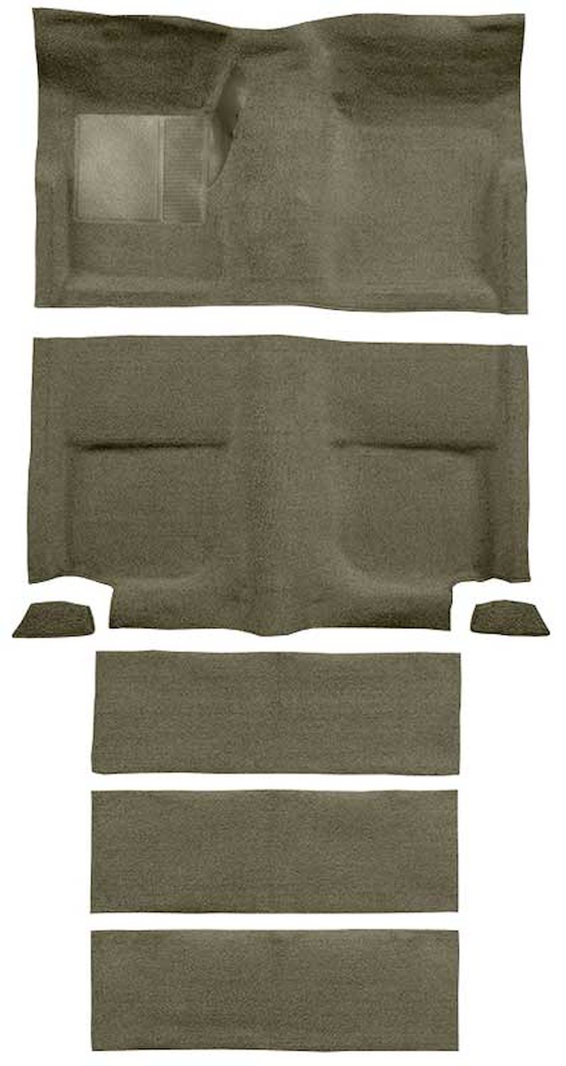 A4102B09 Loop Floor and Fold Down Seat Carpet Set With Mass Backing 1965-68 Mustang Fastback; Ivy Gold