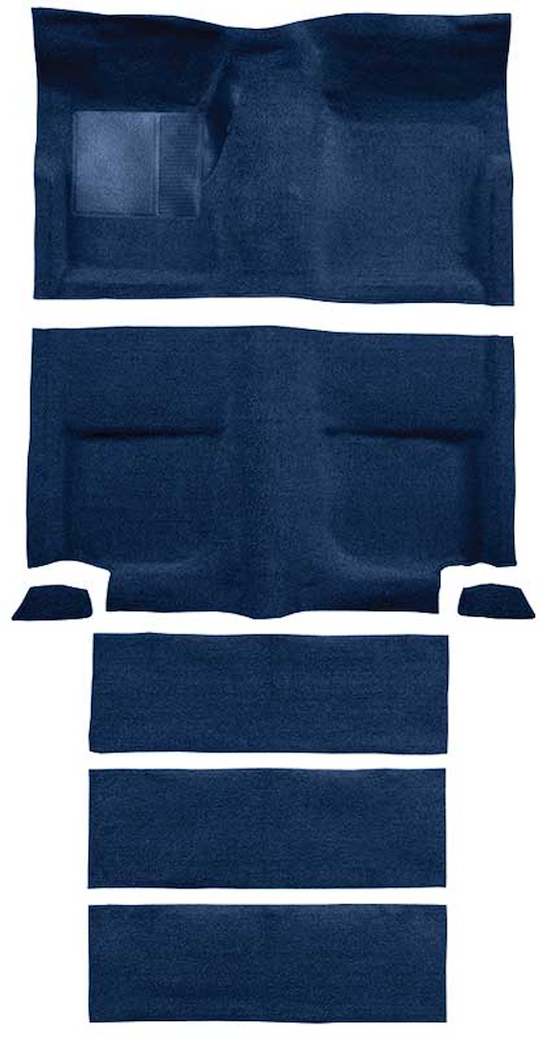 A4102B12 Loop Floor and Fold Down Seat Carpet Set With Mass Backing 1965-68 Mustang Fastback; Dark Blue