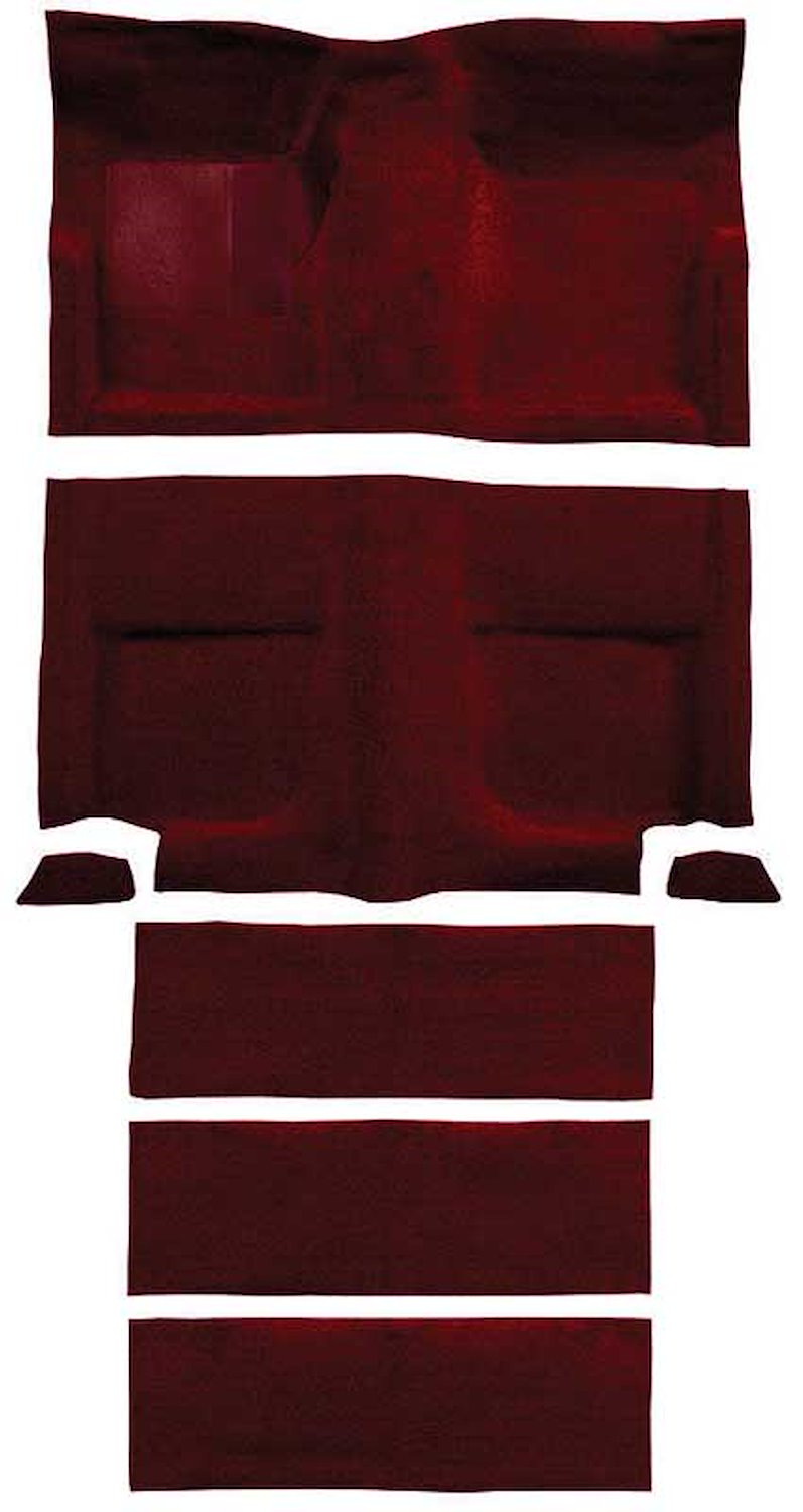 A4102B15 Loop Floor and Fold Down Seat Carpet Set With Mass Backing 1965-68 Mustang Fastback; Maroon