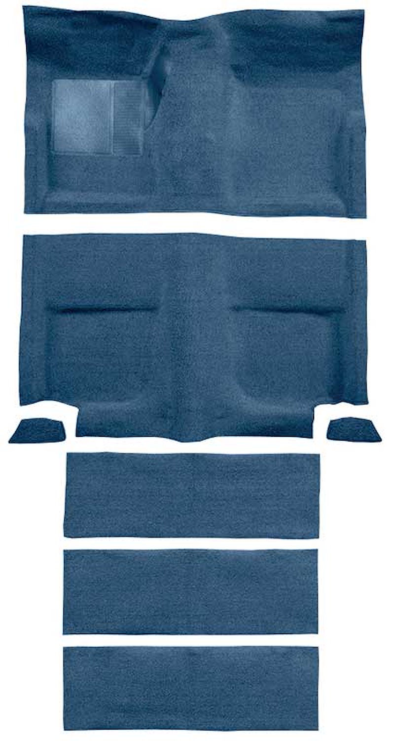 A4102B41 Loop Floor and Fold Down Seat Carpet Set With Mass Backing 1965-68 Mustang Fastback; Medium Blue