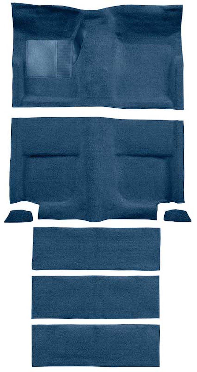 A4102B62 Loop Floor and Fold Down Seat Carpet Set With Mass Backing 1965-68 Mustang Fastback; Ford Blue