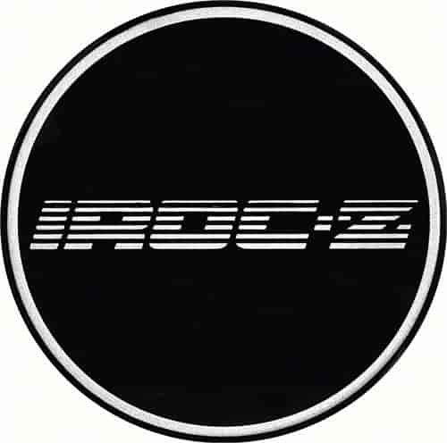 R15 Wheel Center Cap Emblem Iroc-Z 2-15/16 Chrome Logo/Black Background