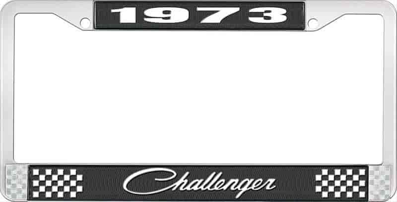 1973 Challenger License Plate Frame - Black & Chrome with White Lettering
