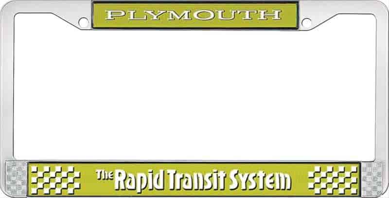 Curious Yellow Plymouth Rapid Transit System License Plate Frame