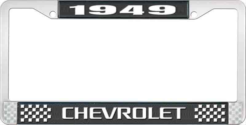 License Plate Frame 1949 Chevrolet Black And Chrome With White Lettering