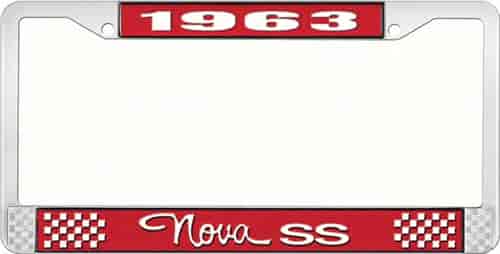 1963 Nova SS License Plate Frame Style 3 Red