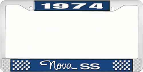 1974 Nova SS License Plate Frame Style 3 Blue