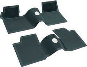 M61001 Bow Tie Rubber Floor Mat Set 1961-64 Chevrolet; w/o Console; Black; 2 Piece; Front And Rear