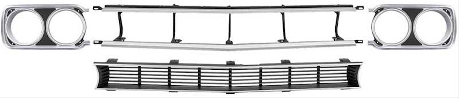 MB9927 Grill Set 1968 Plymouth; Sport Satellite/GTX; With Headlamp Bezels