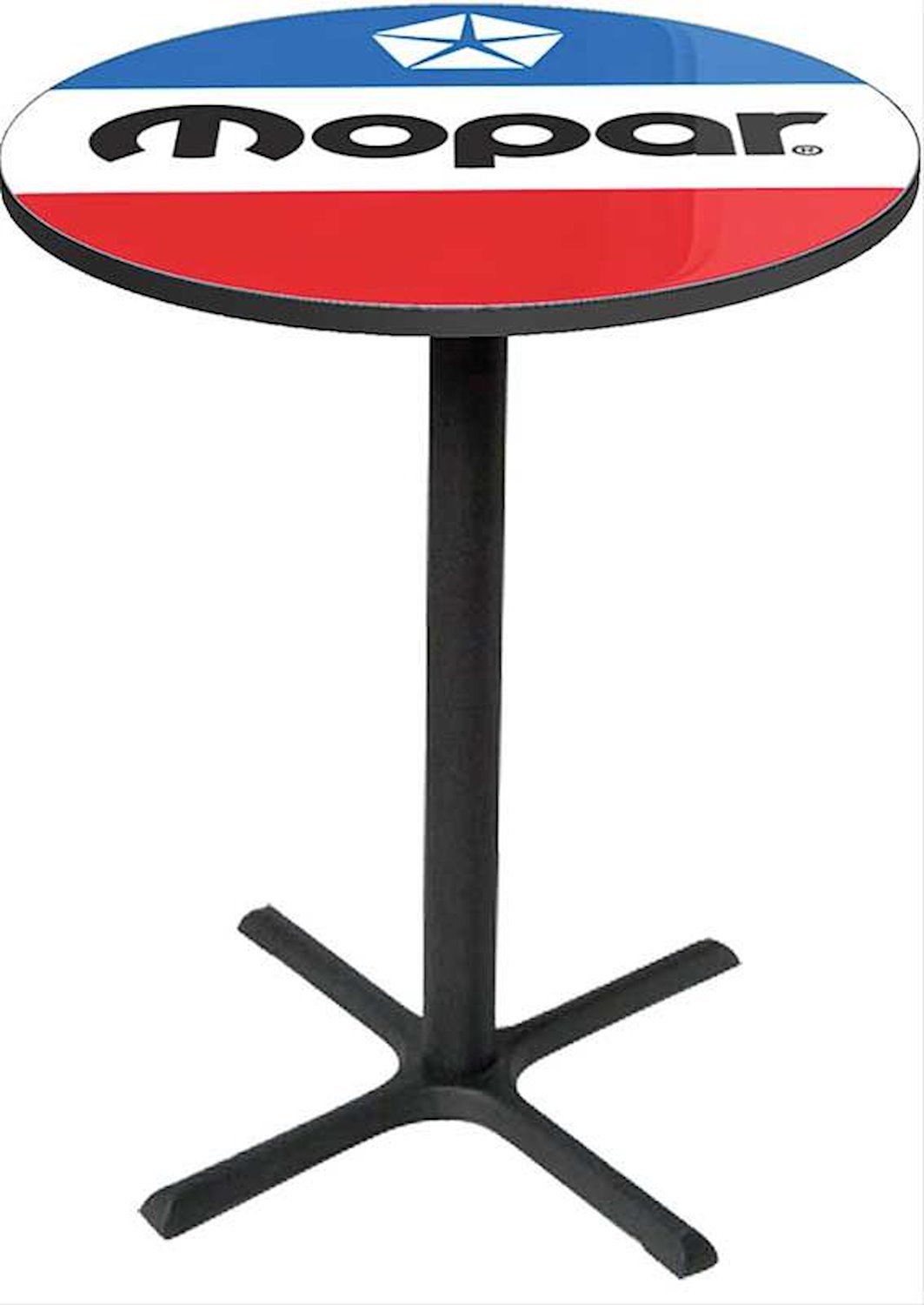 MD671107 Pub Table With Black Base 1972-84 Style Red White And Blue Mopar Logo
