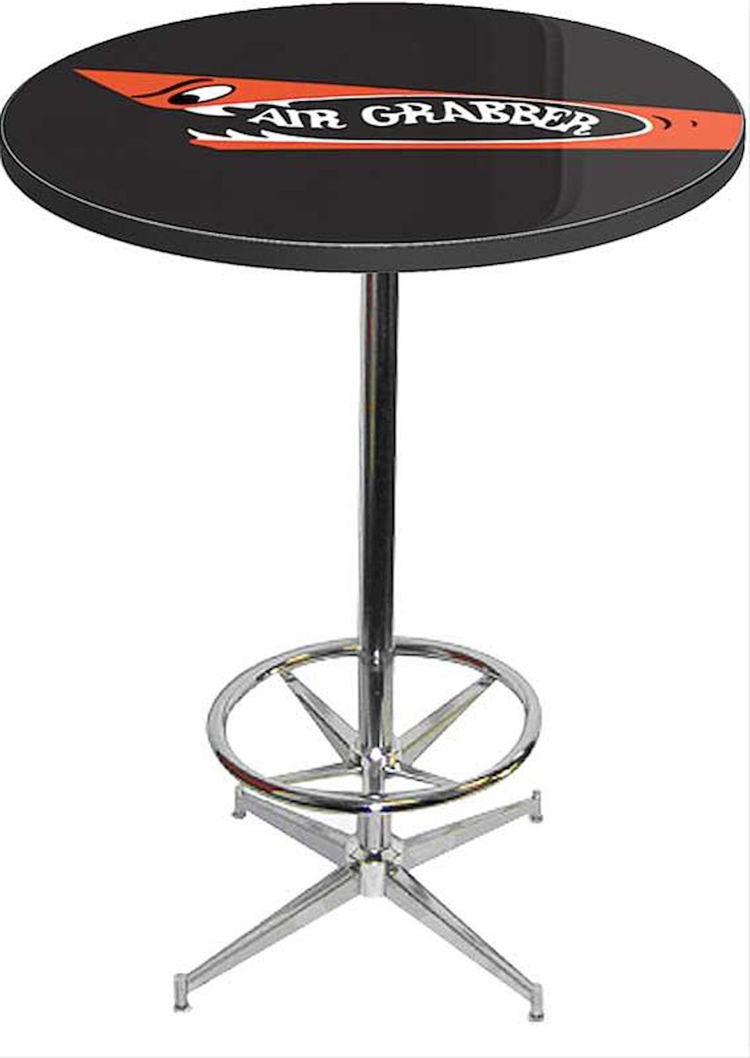 MD673114 Pub Table With Chrome Base And Foot Rest Mopar Air Grabber Logo Pub Table With Chrome Base And Foot Rest