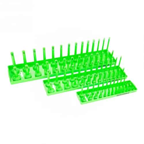 Green 3 Piece Socket Tray Set - SAE