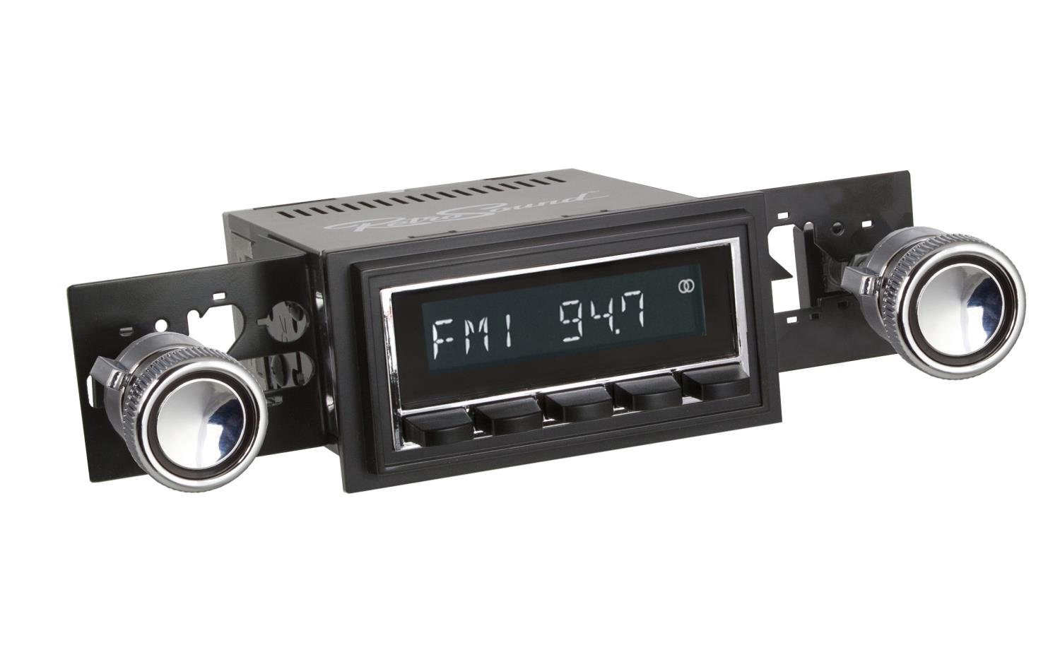 HCB-M2-226-08-80 Motor 2B Radio w/Chrome Face, Black Pushbuttons & Installation Bezel & Knobs Kit, 1967 Ford Mustang