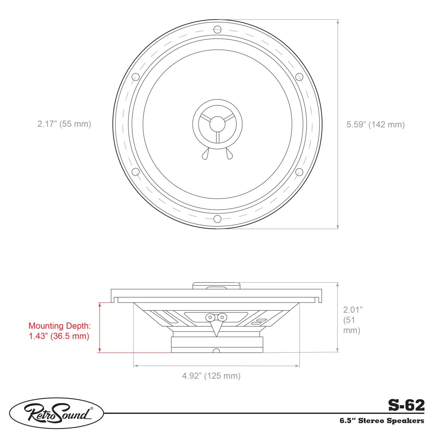 Standard Stereo Replacement Speakers 6.5" Round