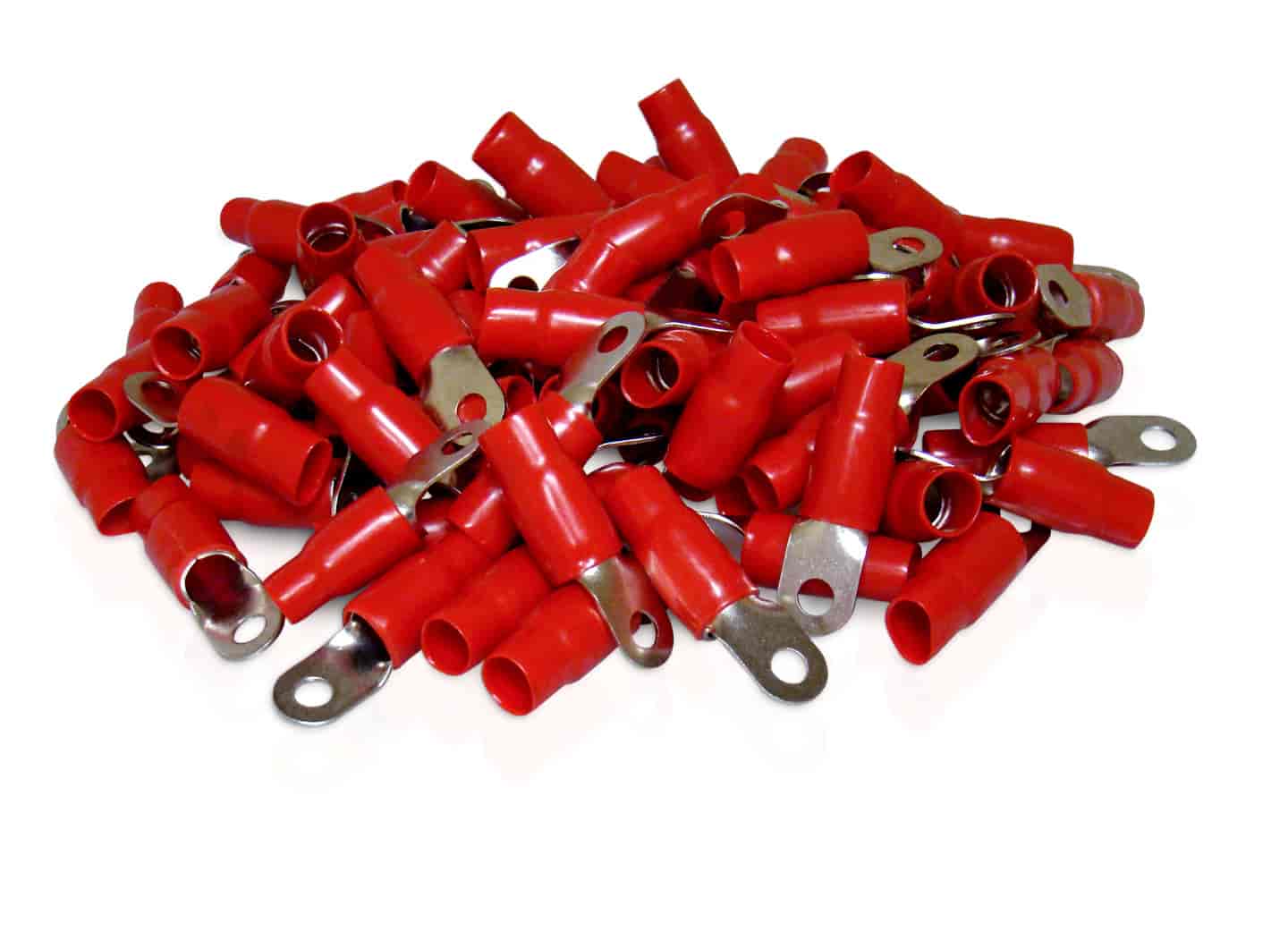 0 AWG Ring Terminal Crimp 10.5mm Screw Hole Nickel Finish with Red Boot 100 Pack