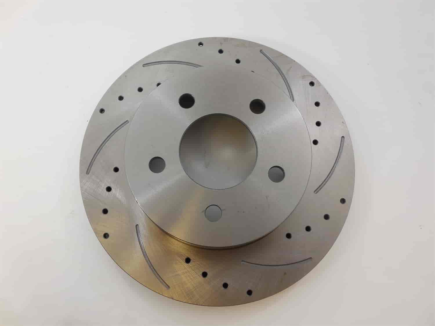10.5 REAR DISC BRAKE ROTOR 5 HOLES -SLOTTED/DRILLED WHITE ZINC