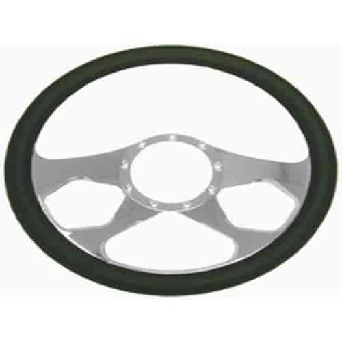 14 Chrome Billet Revolution Style Steering Wheel with Leather Grip