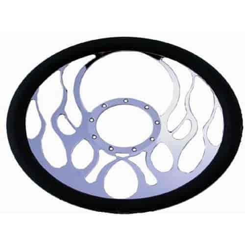 14 Chrome Billet Flamed Style Steering Wheel with Leather Grip