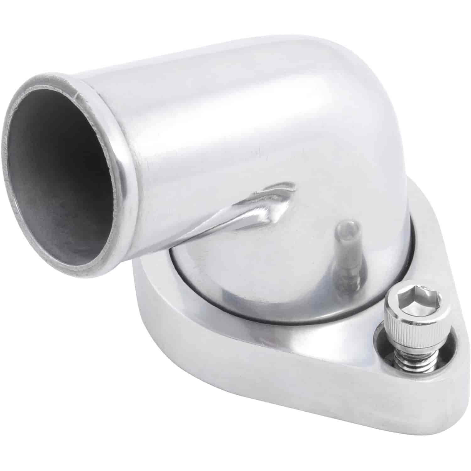 Weiand 6242 Aluminum Water Outlet Includes Thermostat Housing O-Ring Seal And Hardware 45 Degree Polished Neck Aluminum Water Outlet