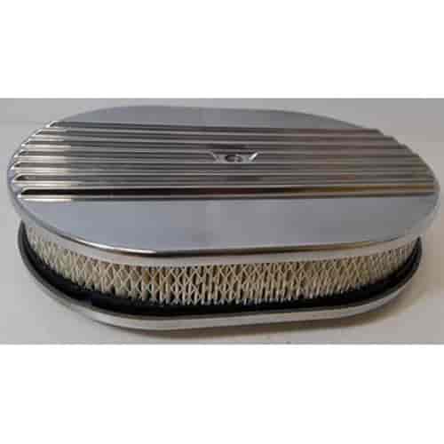 Fully Polished Aluminum Oval Air Cleaner Kit 12" x 2"