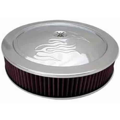 Round Flame Style Muscle Car Style Top Air Cleaner Set 14" x 3"