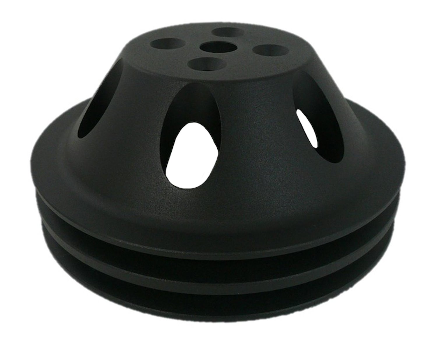 BLACK ANODIZED ALUMINUM SB CHEVY V8 DOUBLE GROOVE WATER PUMP PULLEY - SWP UPPER