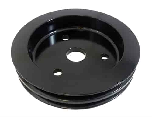 BLACK ANODIZED ALUMINUM SB CHEVY V8 DOUBLE GROOVE CRANKSHAFT PULLEY - SWP LOWER