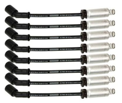 73744 Ultra 40 Black 8.5mm Spark Plug Wire Set for GM Gen III/IV LS, Gen V LT Engines w/Aluminum Heat Shield (9.750 in.)