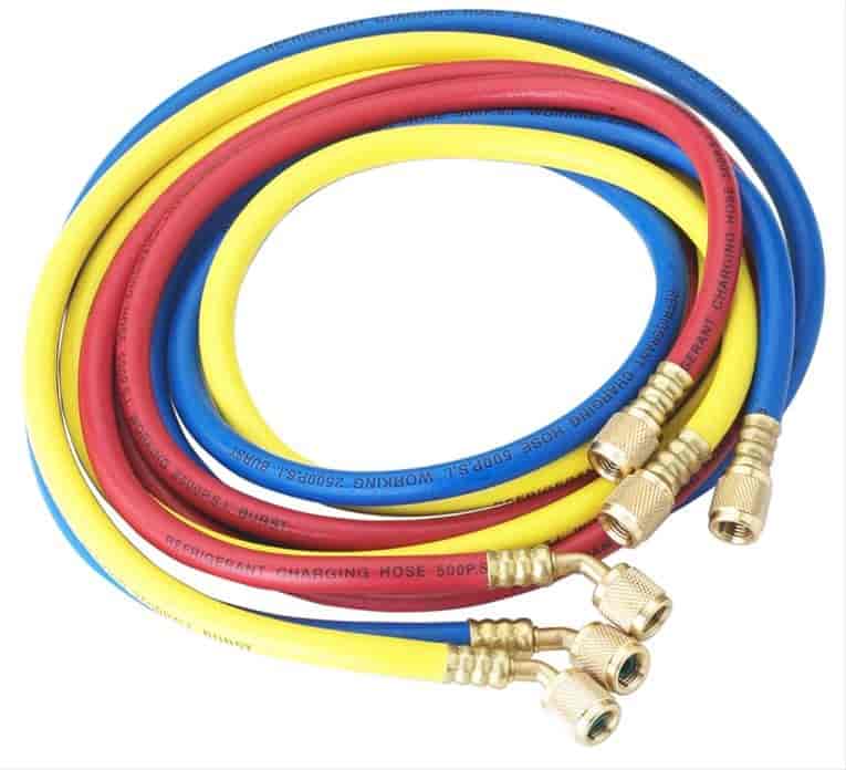 Set Of Three 60in Hoses 1/4in Ffl X 1/4in Ffl Yellow Blue And Red